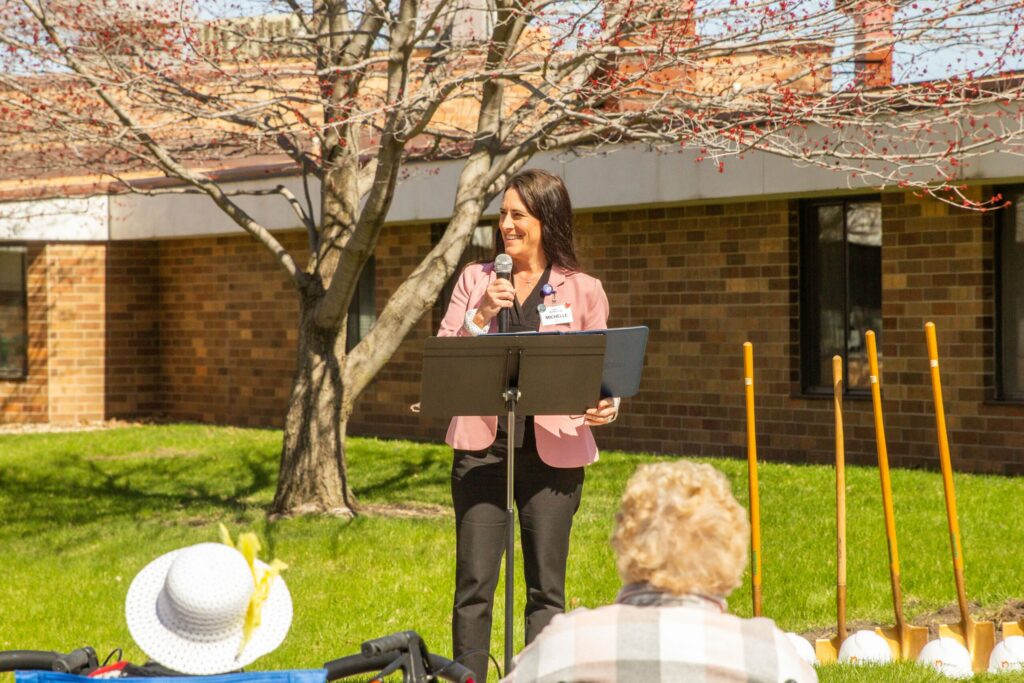 Bethesda CEO, Michelle Haefner, speaks at Bethesda's East Neighborhood Renovation/Addition Ground Breaking Ceremony